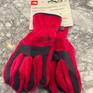 North face hot pink gloves medium